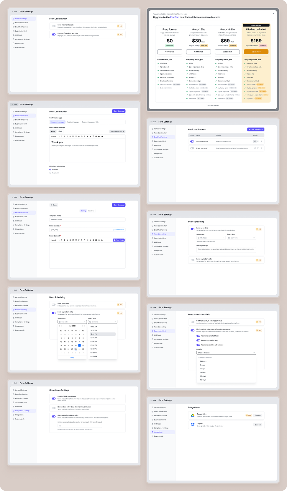 FormGent form settings panel
